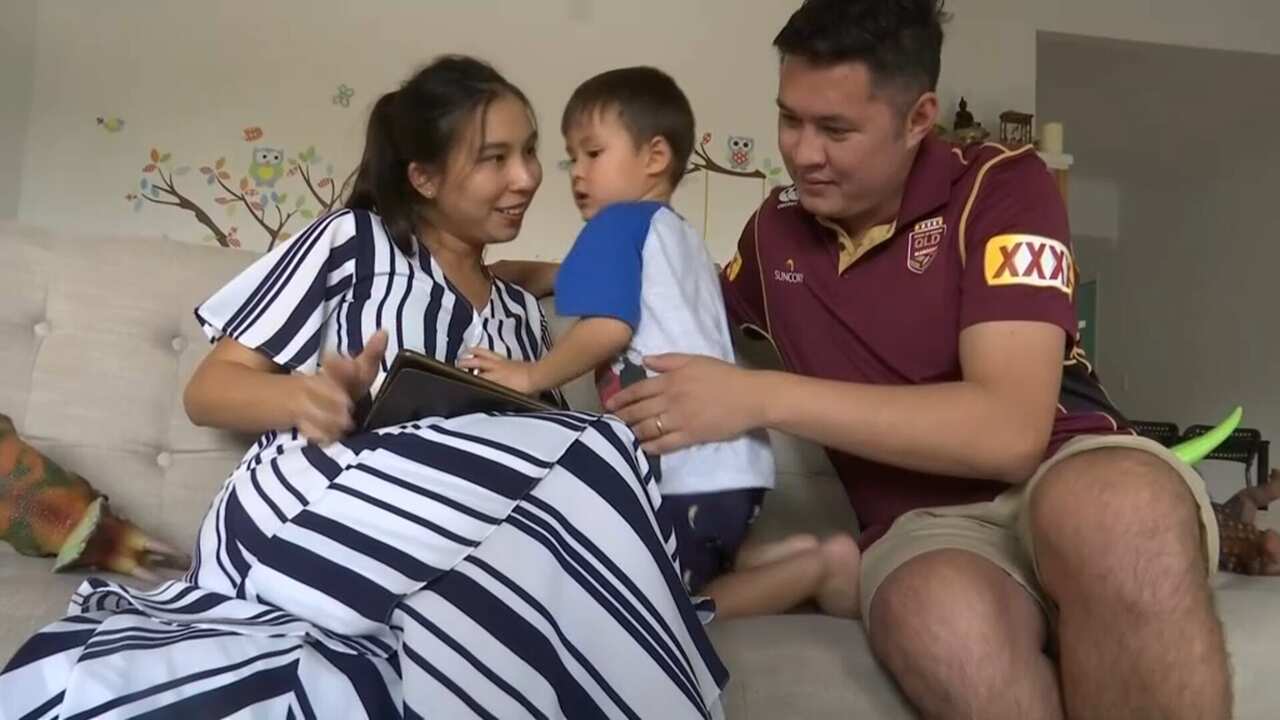 Maythawan Ongetpol with her husband and three-year-old son. 