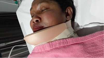 Rosya in hospital after the accident. 