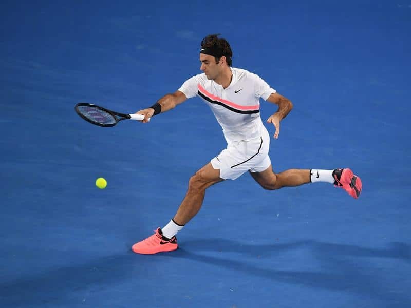 Roger Federer of Switzerland in action against Jan-Lennard Struff.