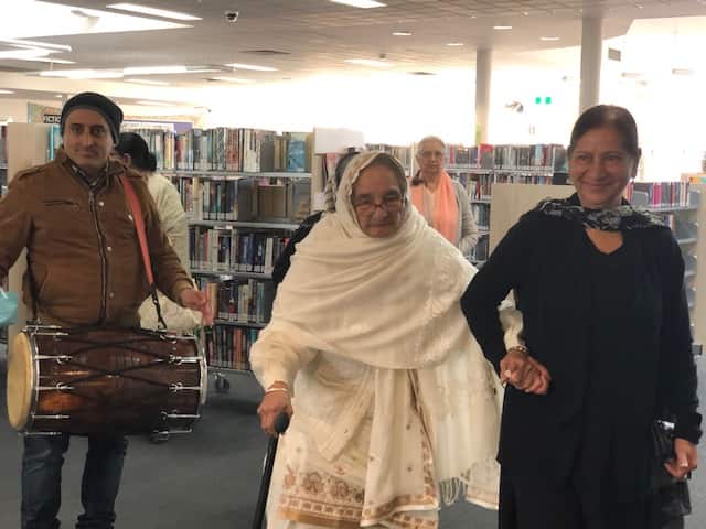 Beeji was ushered into the celebration with a dhol in true Punjabi tradition