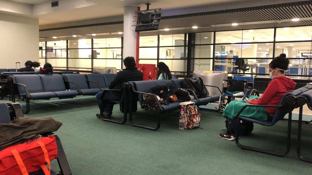Social distancing at Santiago airport, Chile
