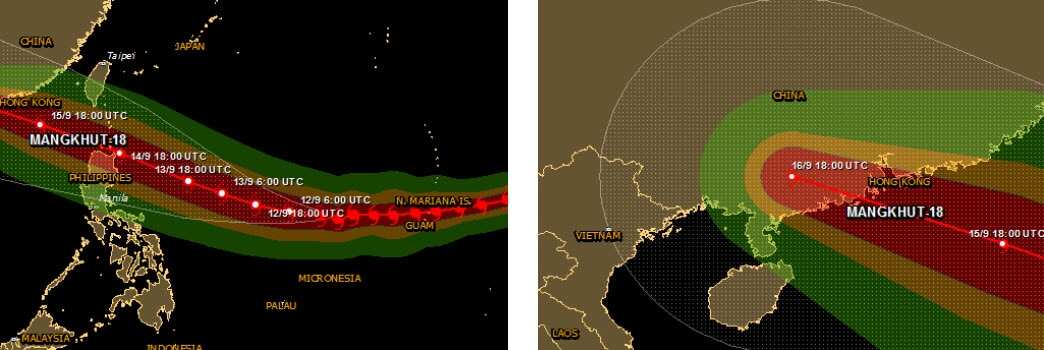 Forecast of  tropical storm Mangkhut.
