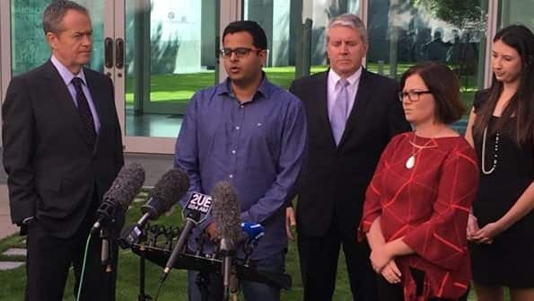 Bharat Khanna with Bill Shorten in Federal Parliament