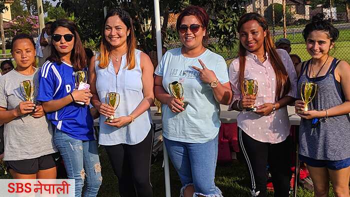 Female members of the Bhutanese community in Australia during a sports meet in Sydney 
