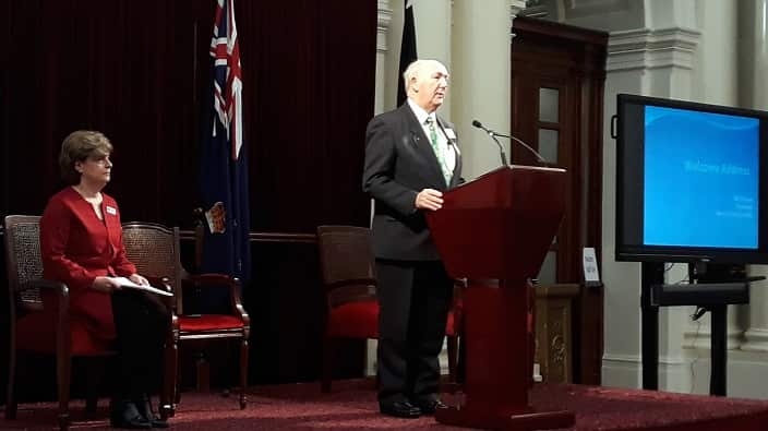 Welcome address by Bill Wilson, President of Sister Cities Australia, with Christina Despoteris, Executive Member of Sister Cities Australia. 