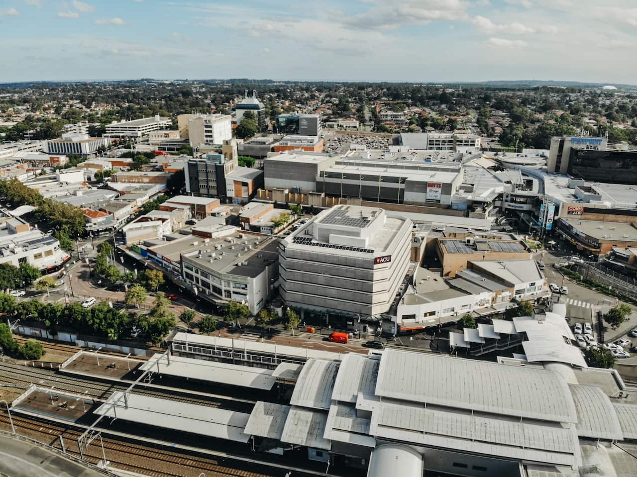 Aerial shot of ACU's Saint Josephine Bakhita Campus, Blacktown.