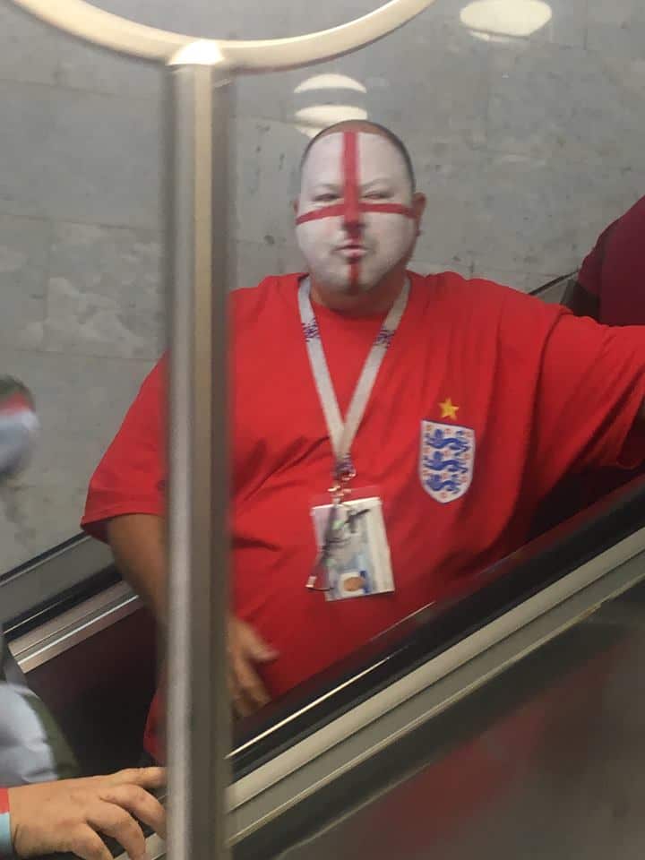 An English fan at Moscow Metro