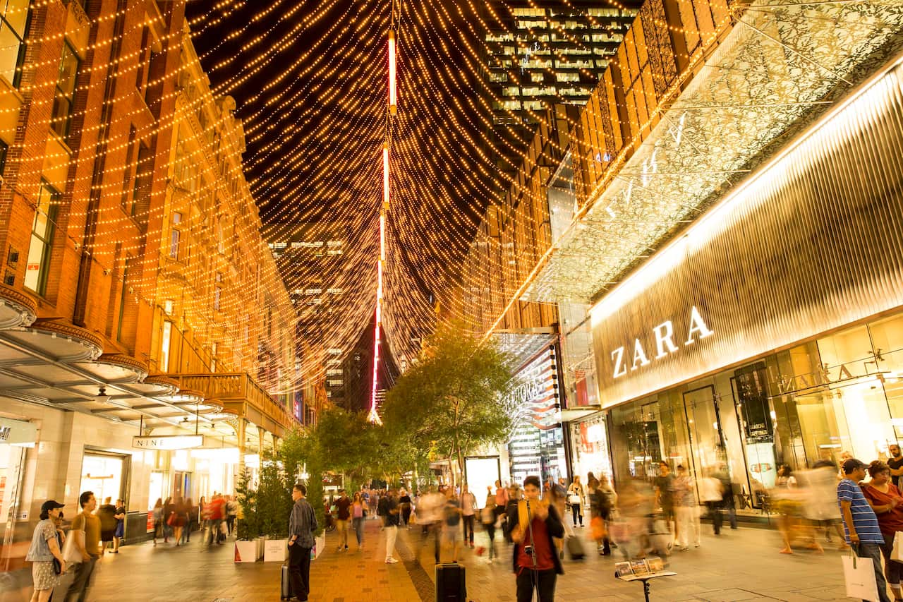 Pitt Street Mall lights, City of Sydney Christmas. 10th December 2015.Photo by DAMIAN SHAW / CITY OF SYDNEY