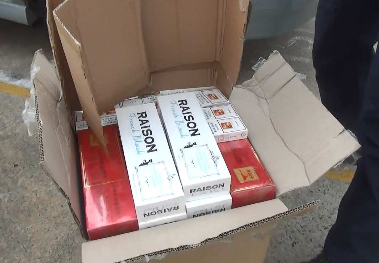 One of the boxes of cigarettes