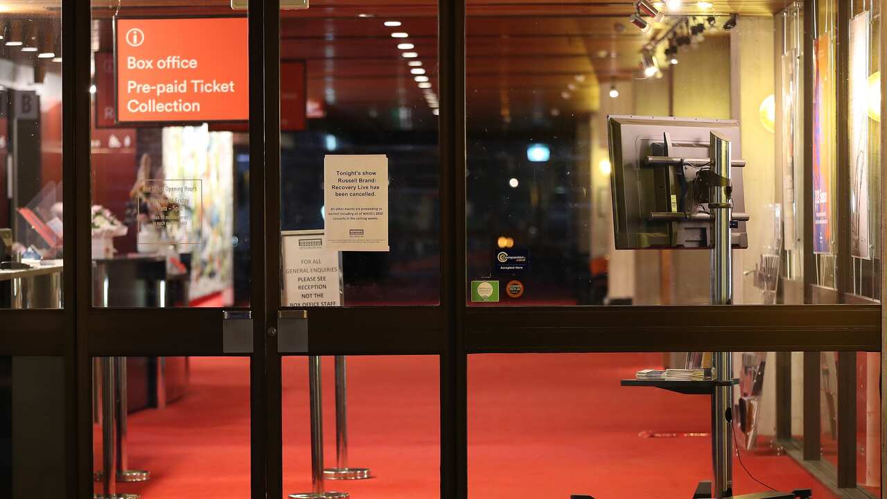 Signage on the entry doors to the Perth Concert Hall 