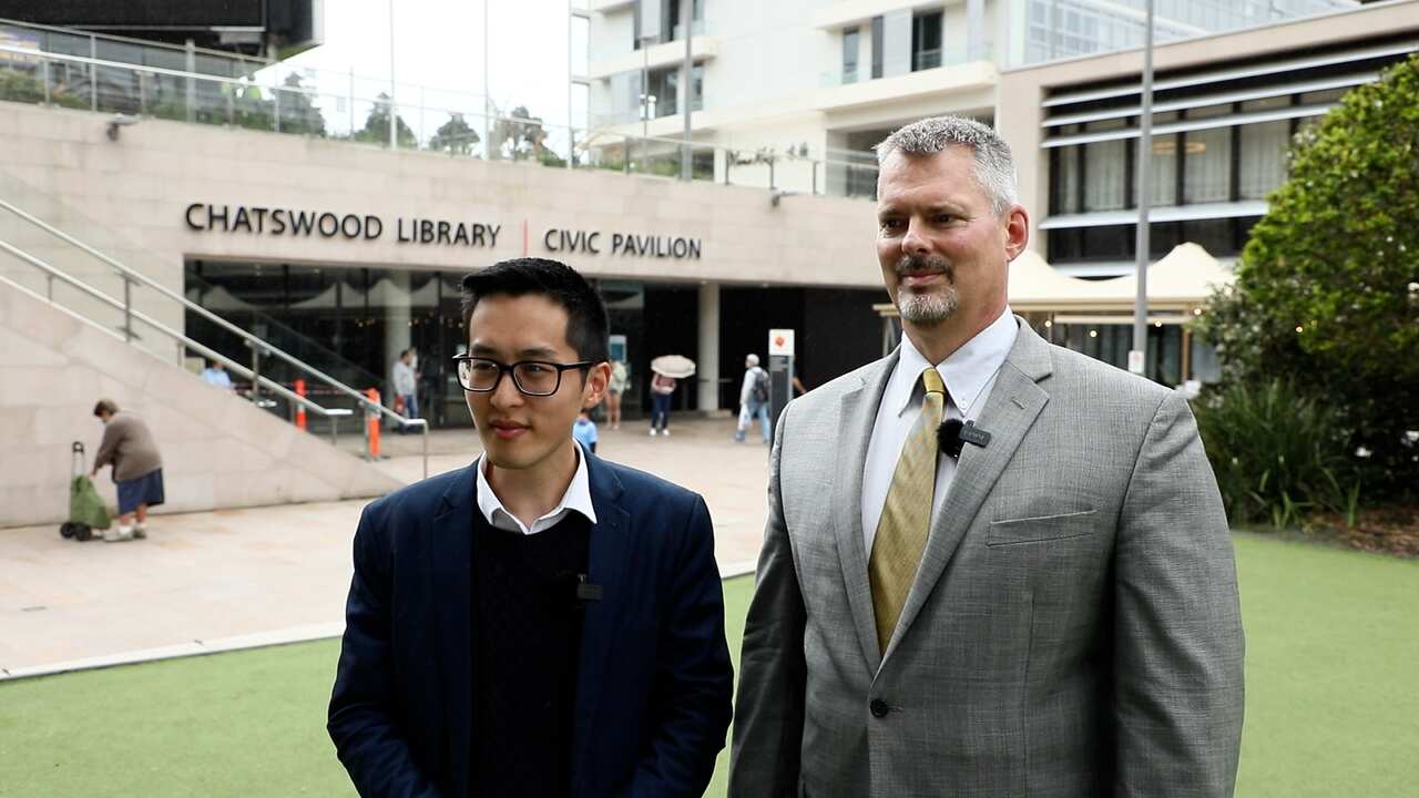 Brendon Zhu, councillor candidate for West Ward of the local election of the City of Willoughby, and Craig Campbell, candidate of mayor.
