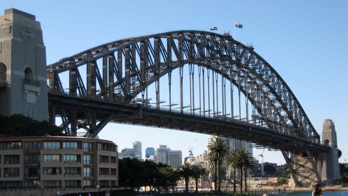 People relaxing and taking in the view underneath the Sydney Harbour Bridge