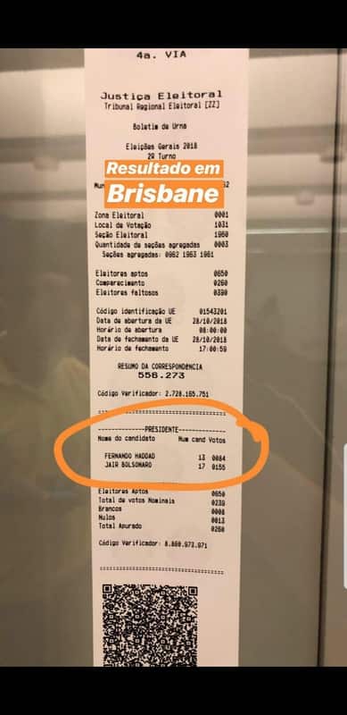 Boletim de Urna Brisbane