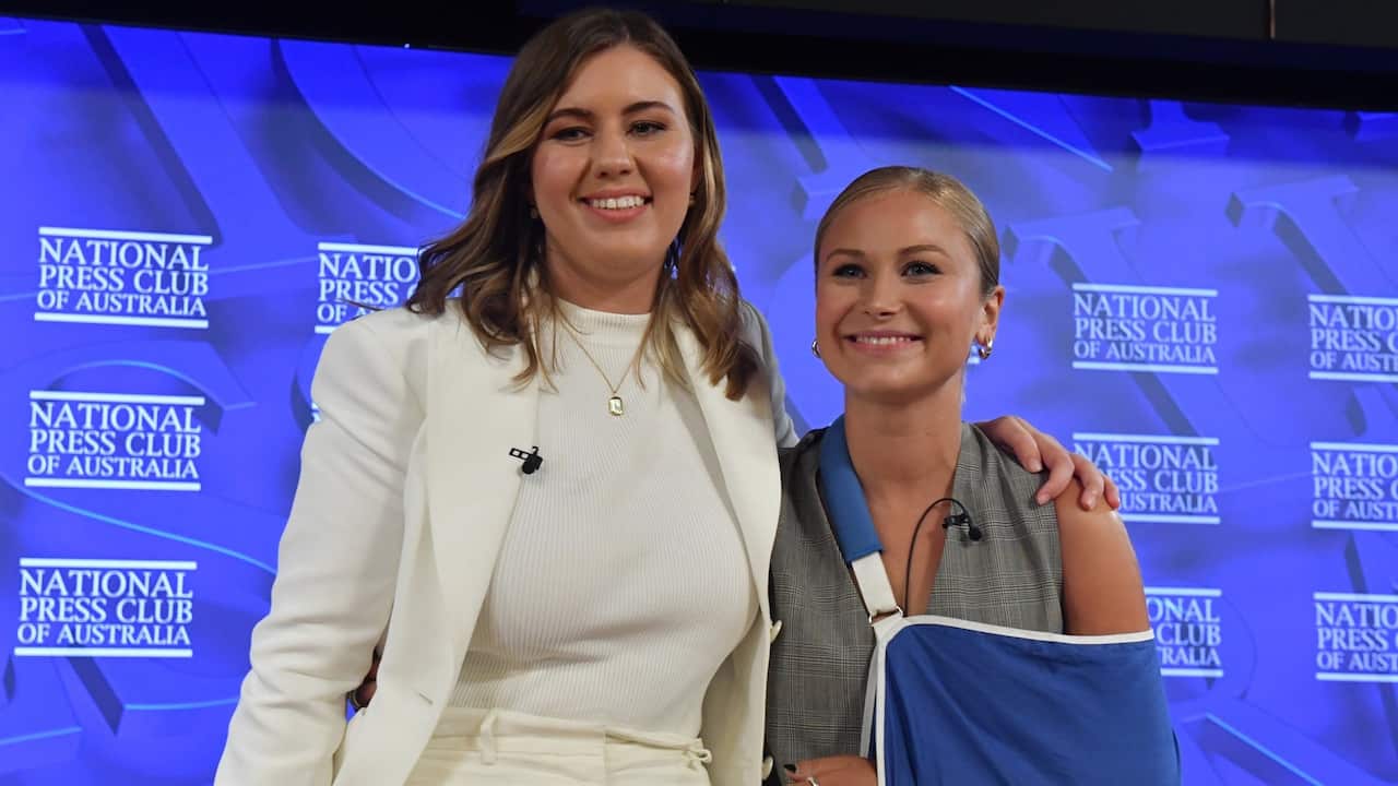 Brittany Higgins (left) and Grace Tame (right)