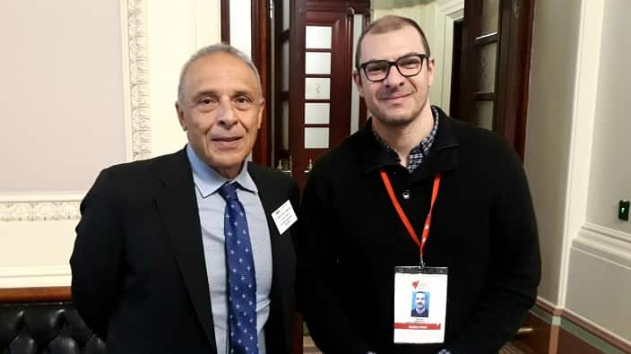 Dr Bulent Dellal (L) with SBS Greek 's Panos Apostolou