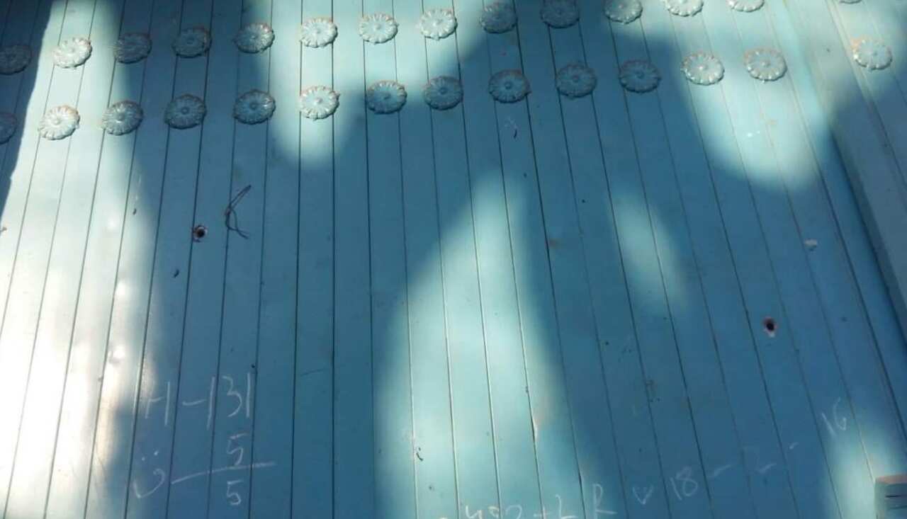 Bullet holes are visible from the Taliban attack which killed interpreter Samiullah Seddique. 