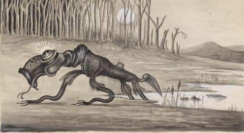 Ilustración del siglo XIX de un Bunyip.