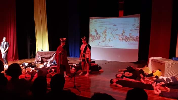 Still from the opening night of the play in Melbourne's suburbs of Doncaster