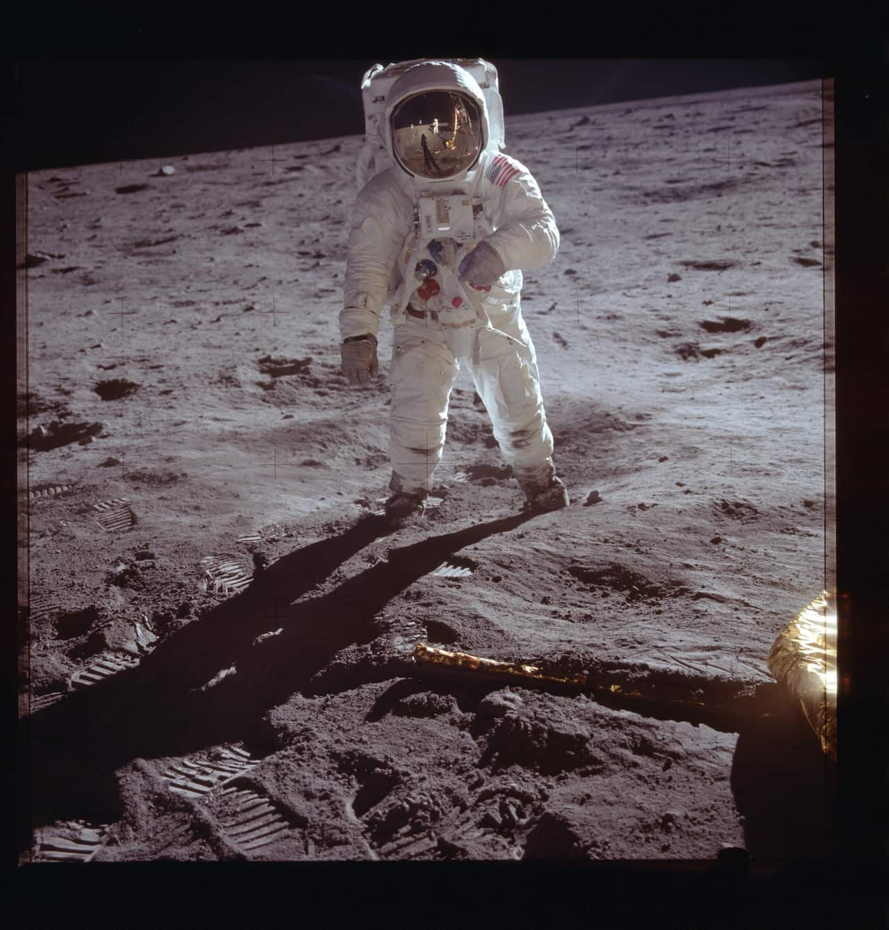 Neil Armstrong on the moon, taken by Buzz Aldrin (NASA)