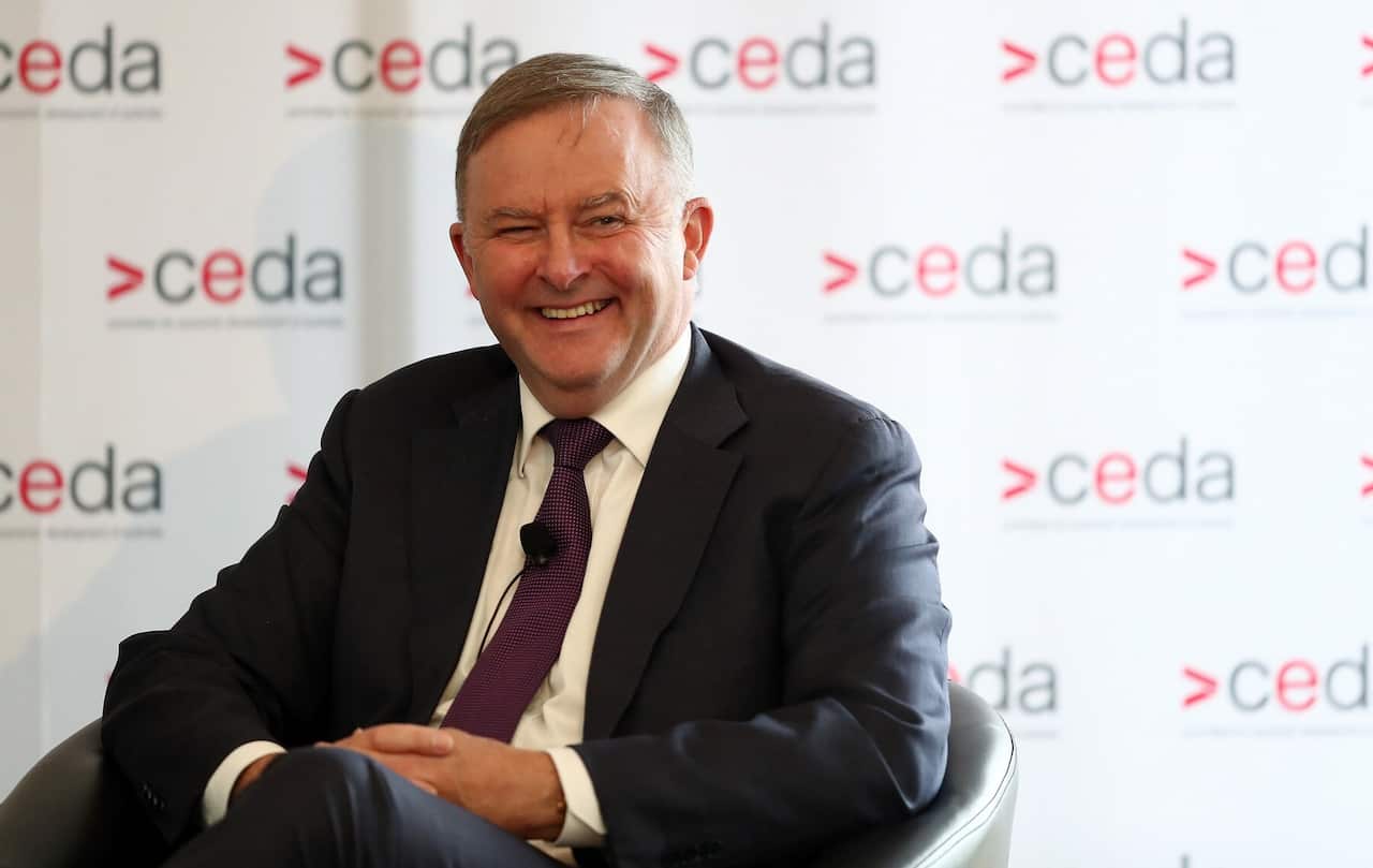 Leader of the opposition Anthony Albanese during a panel discussion to The Committee for Economic Development of Australia (CEDA) the at the State Reception Centre in Perth