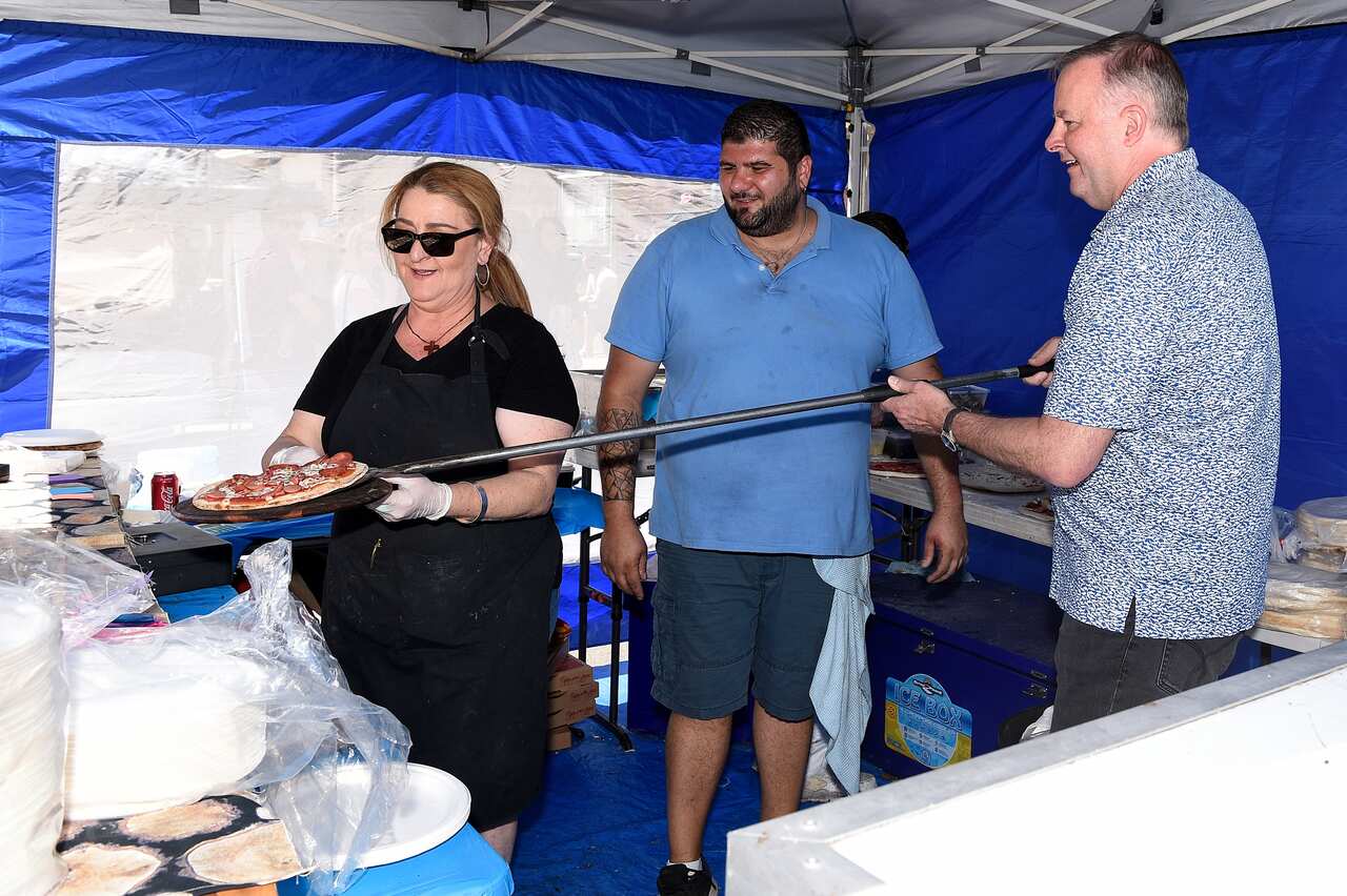 Leader of the Opposition Anthony Albanesemeets members of the public during a walk through the Norton Street Italian Festa in Leichhardt, Sydney.