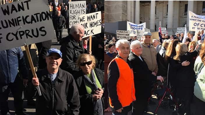 Greek Cypriots at the peaceful rally in Melbourne, 22 July 2018.