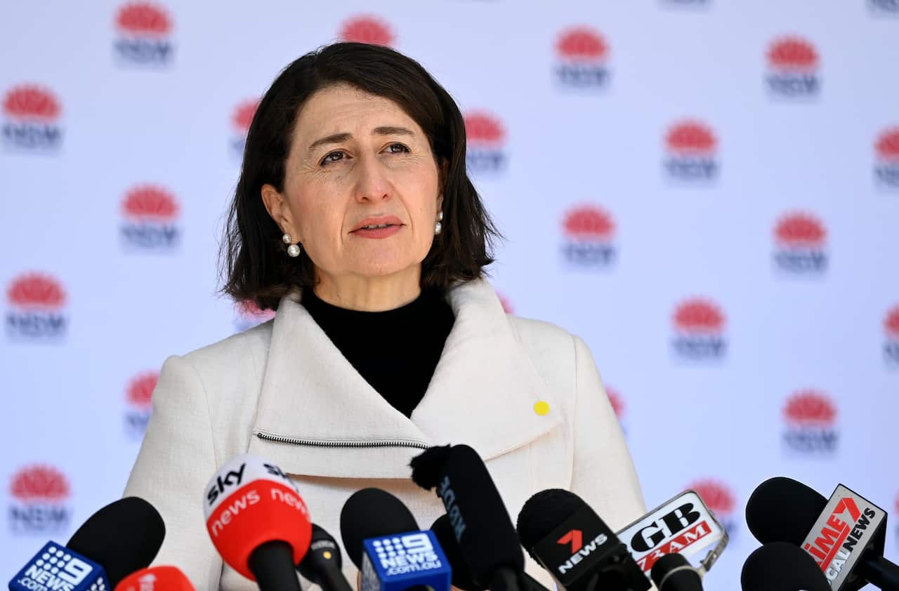 NSW Premier Gladys Berejiklian speaks to the media during a COVID-19 press conference in Sydney.
