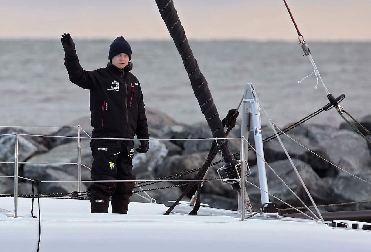 Climate activist Greta Thunberg travelled for three weeks on a 48ft catamaran to get to Spain.