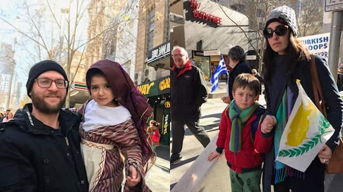 Greek Cypriots at the peaceful rally in Melbourne, 22 July 2018.
