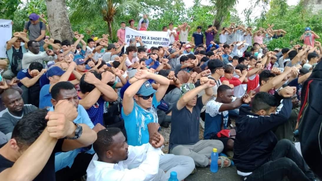 Refugees have been protesting outside the offices of the UNHCR.