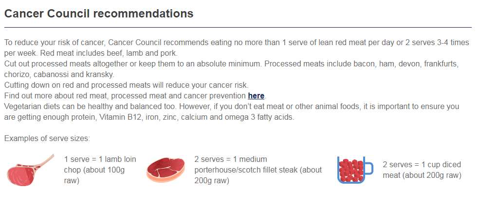 cancer council recommendations