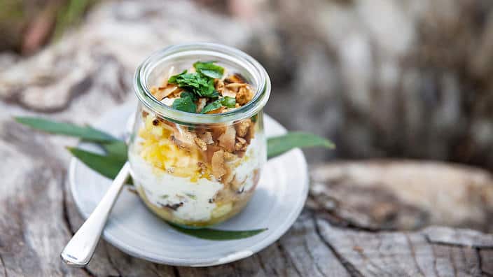 Pineapple and coconut trifles with lemon myrtle (Outback Gourmet)
