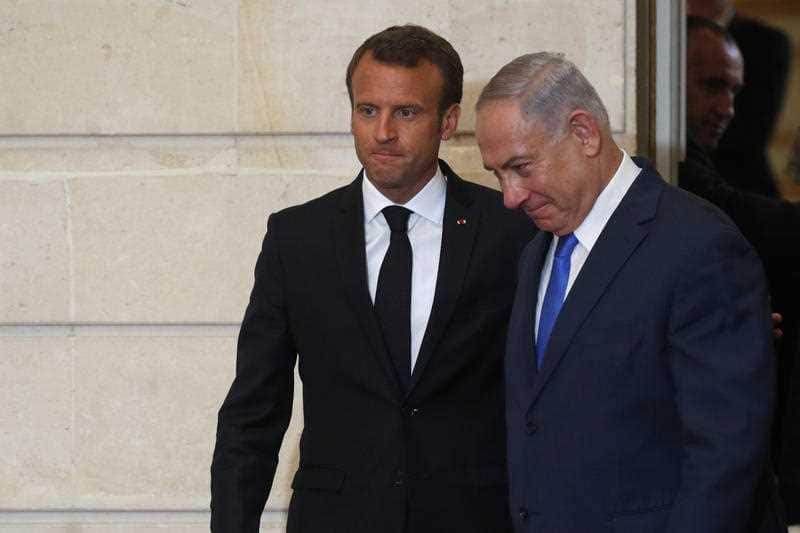 French President Emmanuel Macron and Israel's Prime Minister Benjamin Netanyahu.