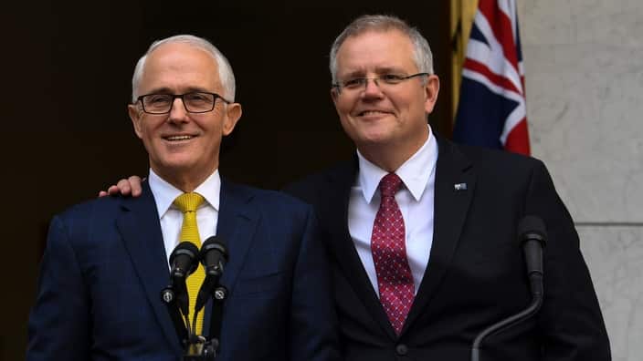 The former Prime Minister Malcolm Turnbull and his replacement, Scott Morrison 