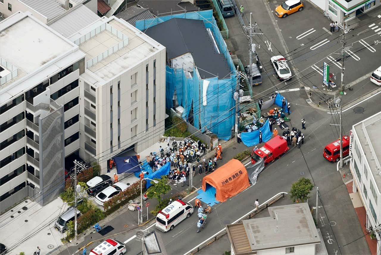 The scene of the attack in Kawasaki.