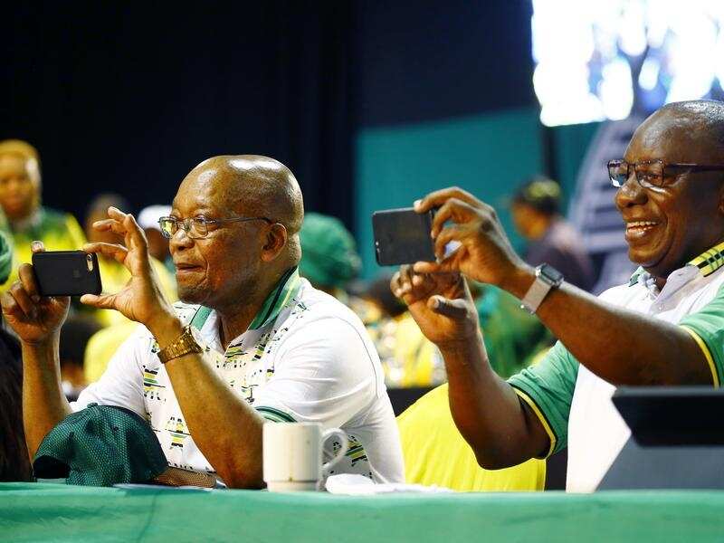 South Africa's Cyril Ramaphosa and Jacob Zuma