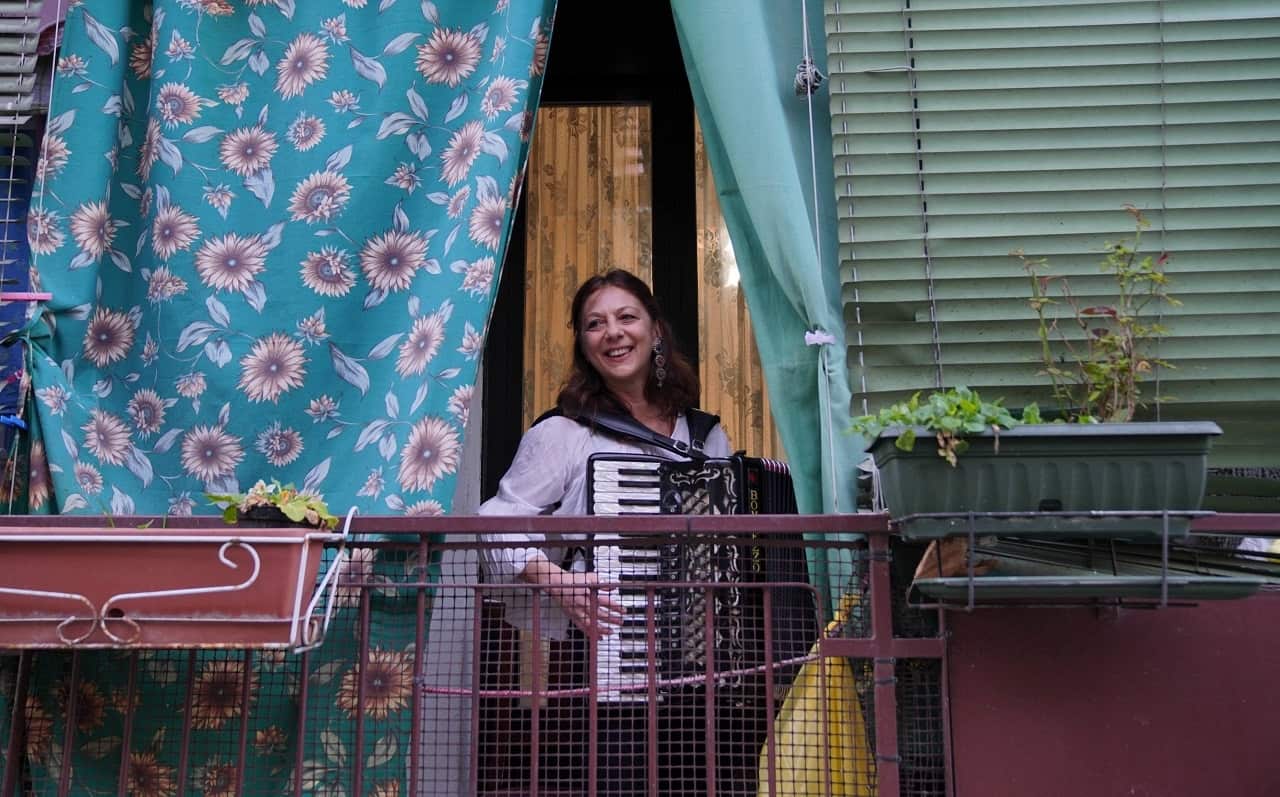 A balcony performance in Milan.