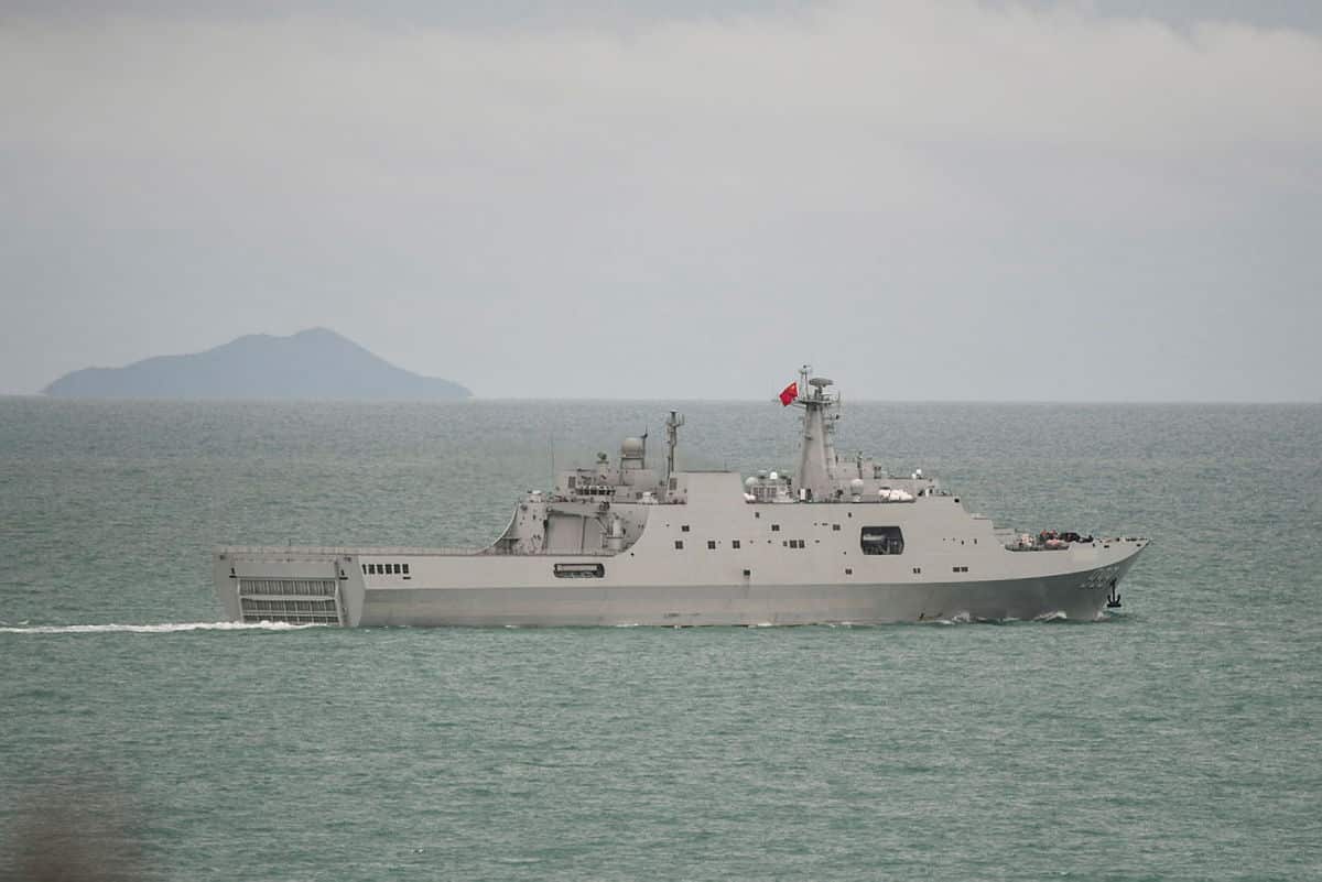 A Chinese ship transits through the Torres Strait on 18 February 2022.