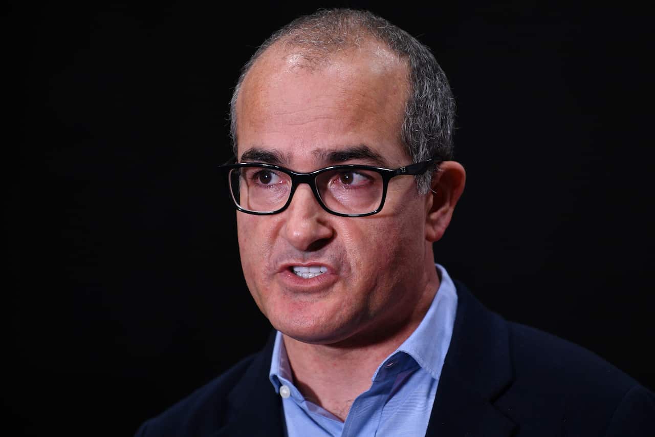 Victoria's Deputy Premier James Merlino addresses the media during a press conference in Melbourne.