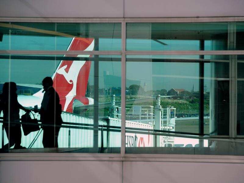 Qantas aircraft seen at Sydney International Airport, Sydney.