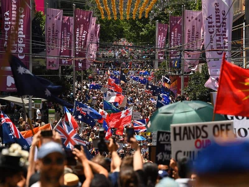Protesters in Melbourne