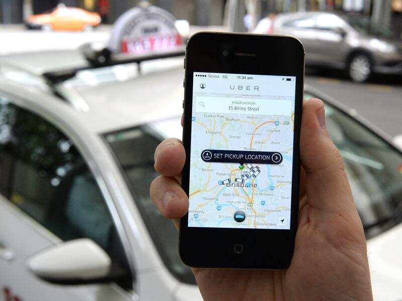 A screen shot of the Uber taxi app