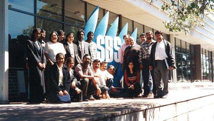A photo outside SBS Artarmon building in the 90s.