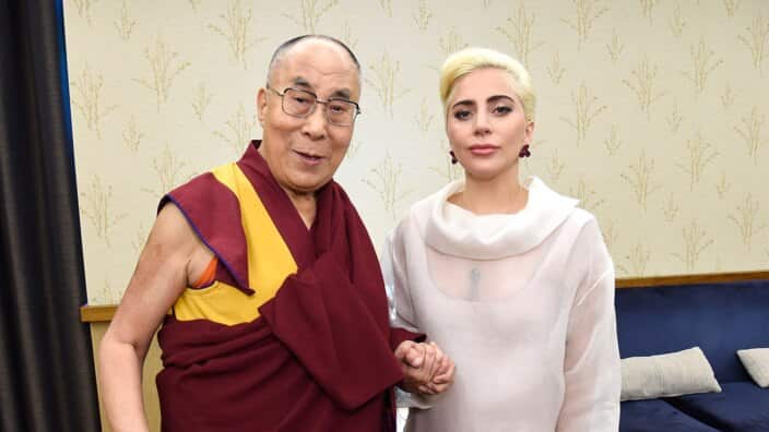 Lady Gaga with the Dalai Lama. (Kevin Mazur)