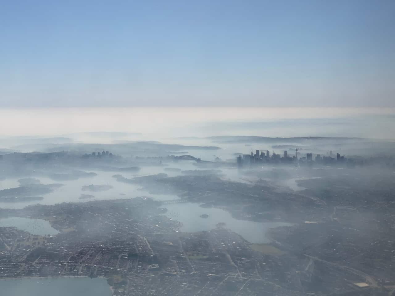 Smoke haze blanketing Sydney