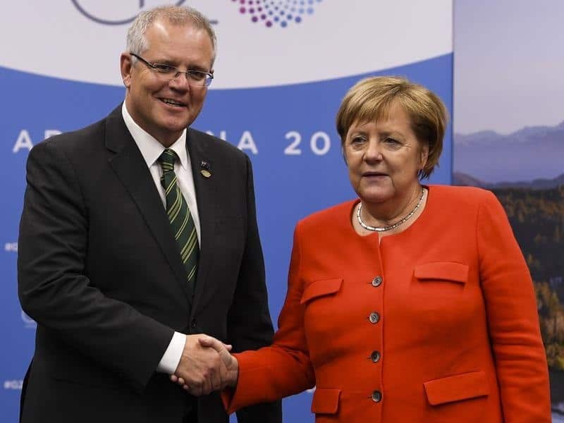 Scott Morrison and Angela Merkel