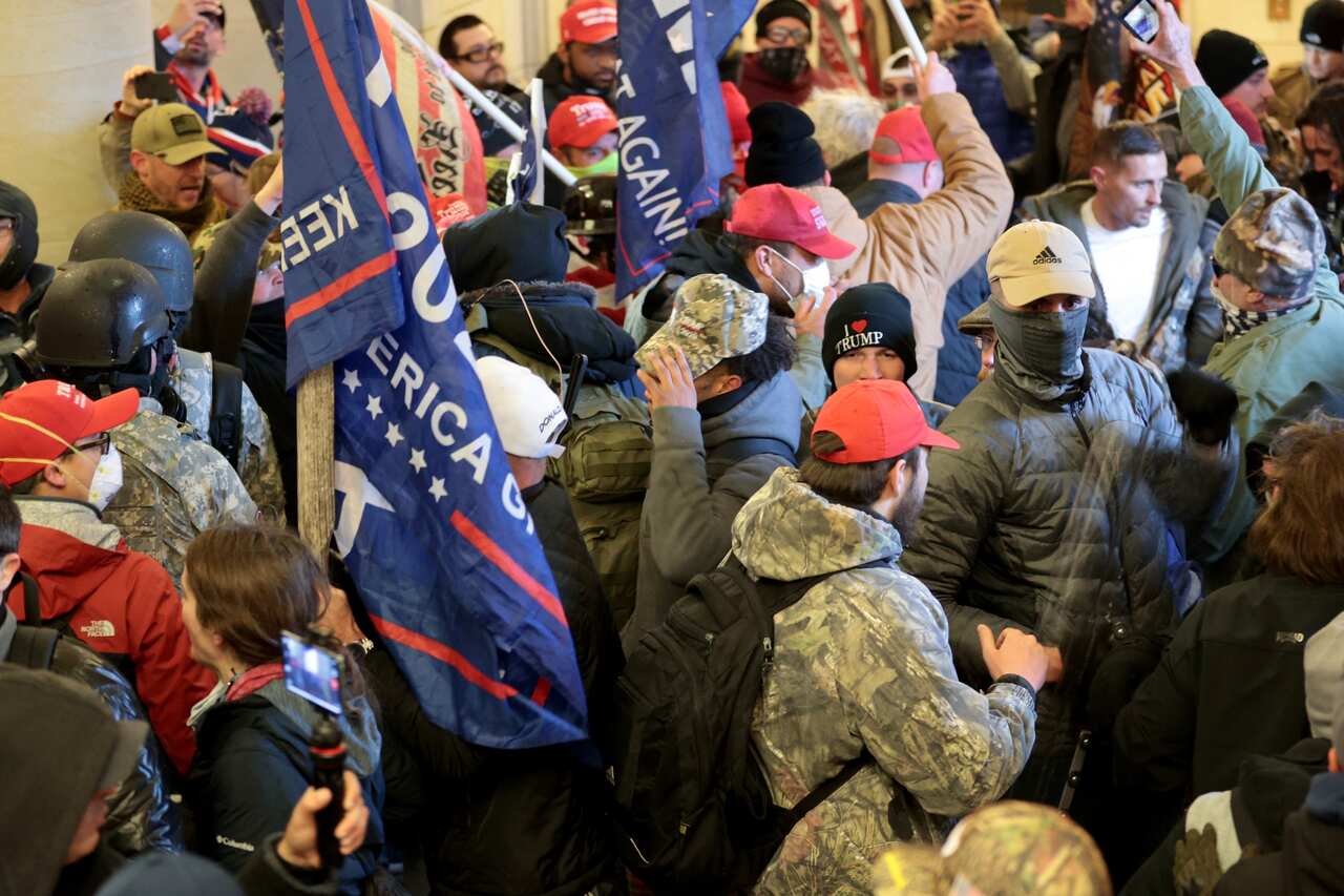 Protesters gathering inside the US Capitol Building on 6 January, 2021, in Washington, DC. 