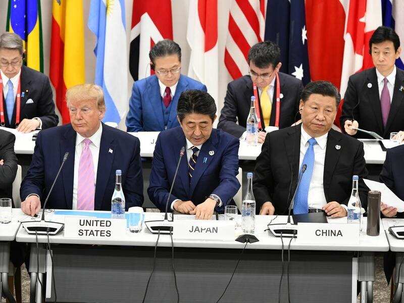 Donald Trump, Japan PM Shinzo Abe and Chinese President Xi Jinping