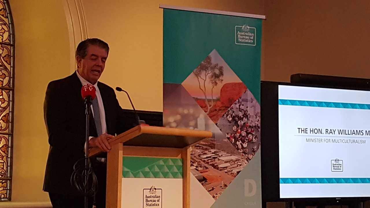 Hon Ray Williams addressing the audience at the launch of ABS data in Sydney today