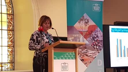 Sue Taylor, Director of Census 2016, presenting some data at the launch in Sydney